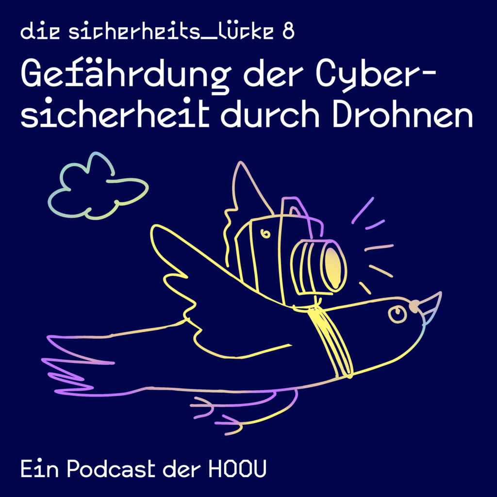 Das Bild zur Podcastepisode: Gefährdung der Cybersicherheit durch Drohnen