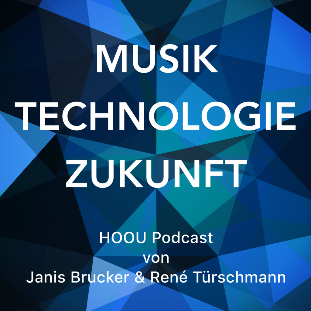 Mit weißer Schrift steht auf blauen Hintergrund Musik Technologie und Zukunft